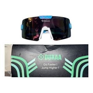 NWT Duxaa Men's Black Shield Lens Wide Coverage Sun Sports Glasses